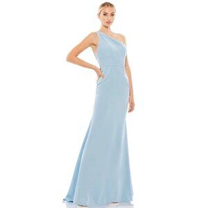 Ieena Mac Duggal Dress Womens Size 6 Powder Blue 26266 One Shoulder Gown Prom